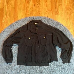 NATURAL LIFE Black Oversized Cropped Shirt Jacket Size M